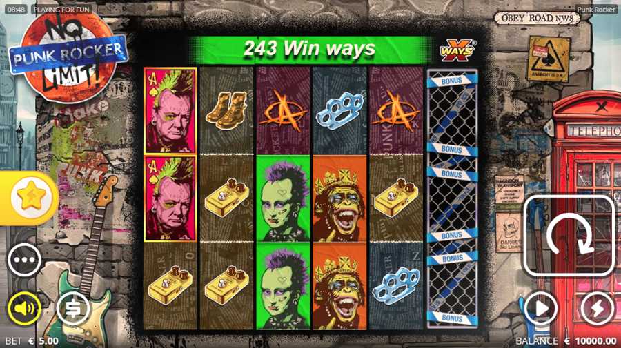 Punk Rocker Slot Game Layout